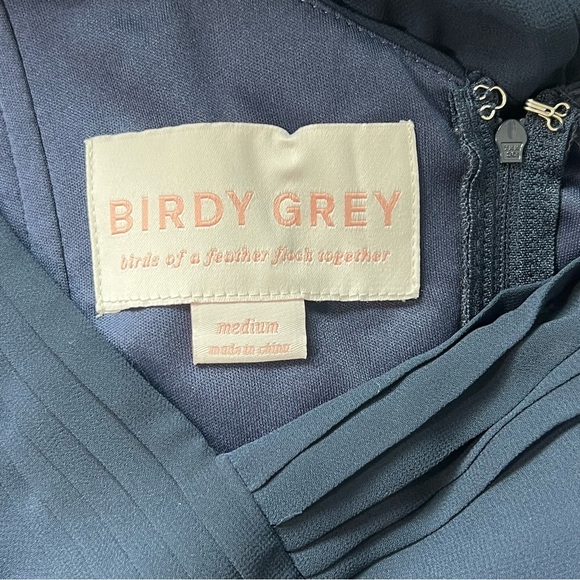 Birdie Grey MD Spence Navy Blue Sheer Cold Shoulder Bride's Maid Maxi‎ Dress - Picture 11 of 13